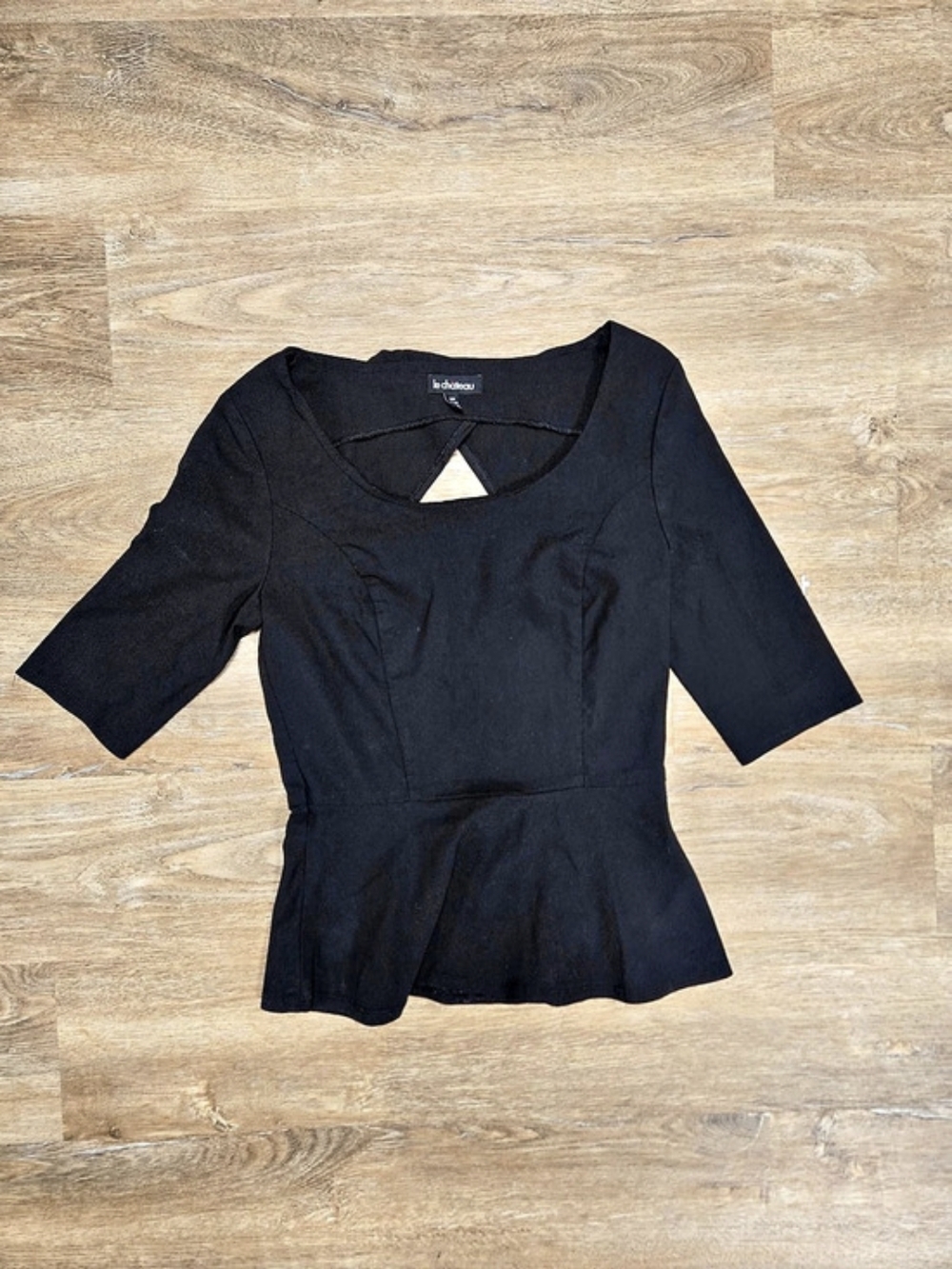 Le Chateau Black Peplum Top Size Small Like New